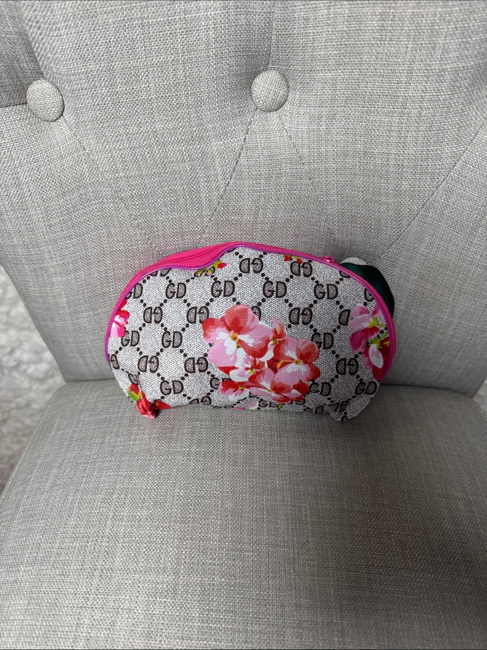 Floral Pink Designer-Style Cosmetic Pouch with lots of goodies